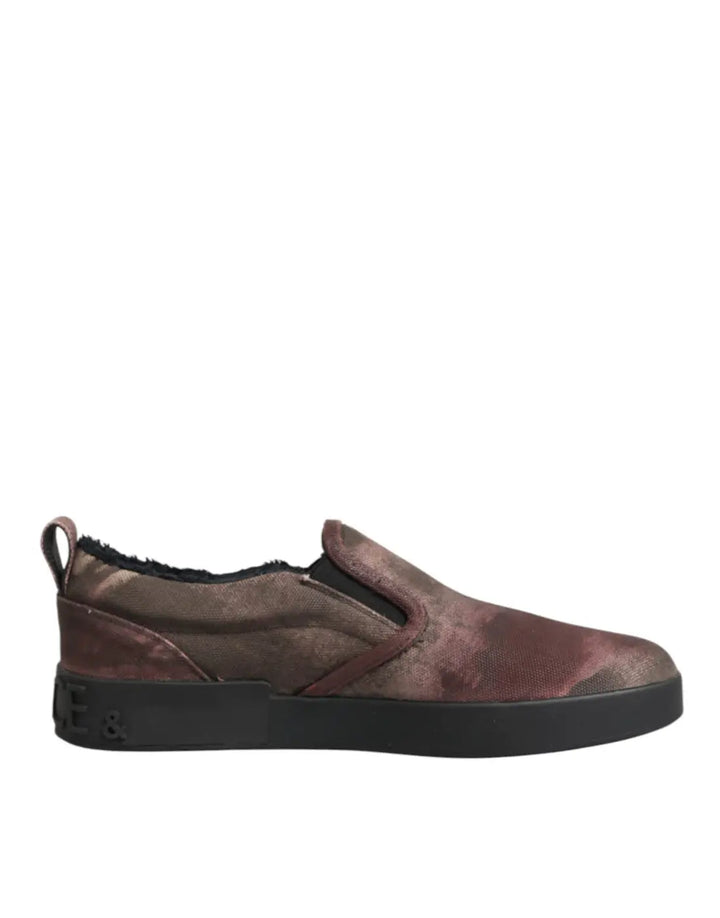 Dolce &amp; Gabbana Multicolor Cotton Low Top Slip On Men Sneakers Shoes