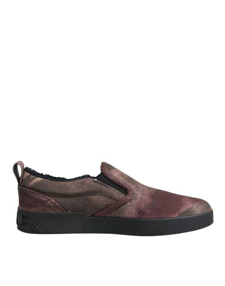 Dolce &amp; Gabbana Multicolor Cotton Low Top Slip on Men Sneakers Shoes