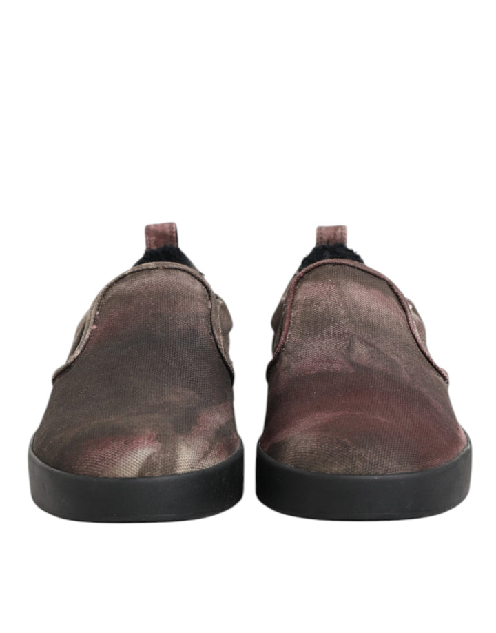 Dolce &amp; Gabbana Multicolor Cotton Low Top Slip on Men Sneakers Shoes