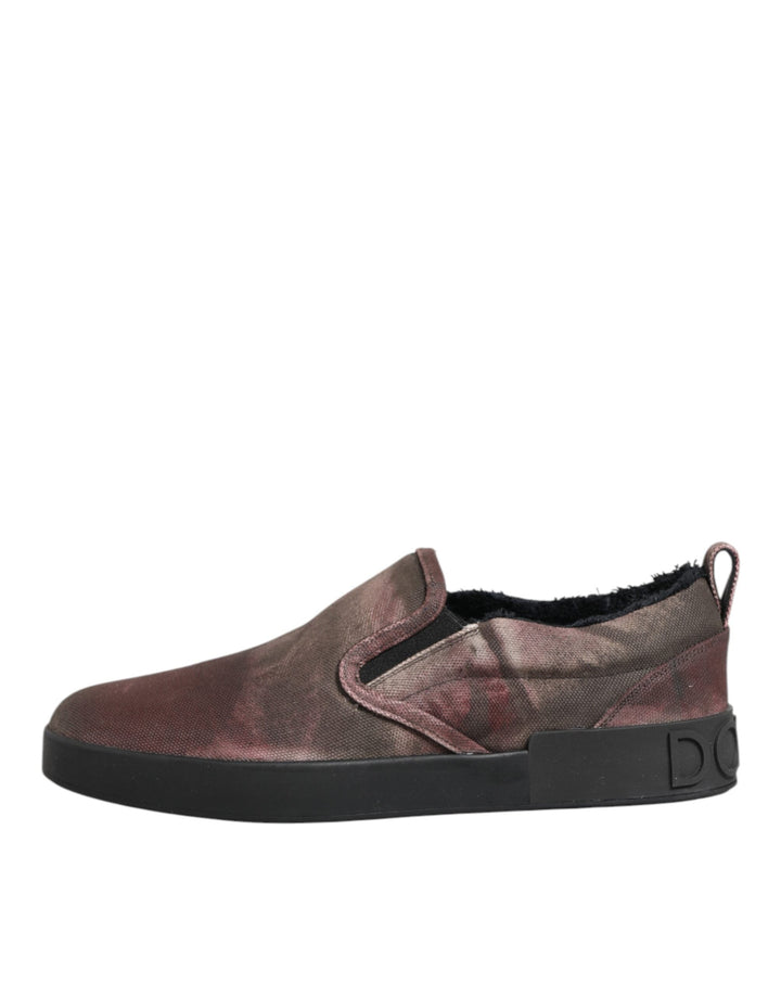 Dolce &amp; Gabbana Multicolor Cotton Low Top Slip on Men Sneakers Shoes
