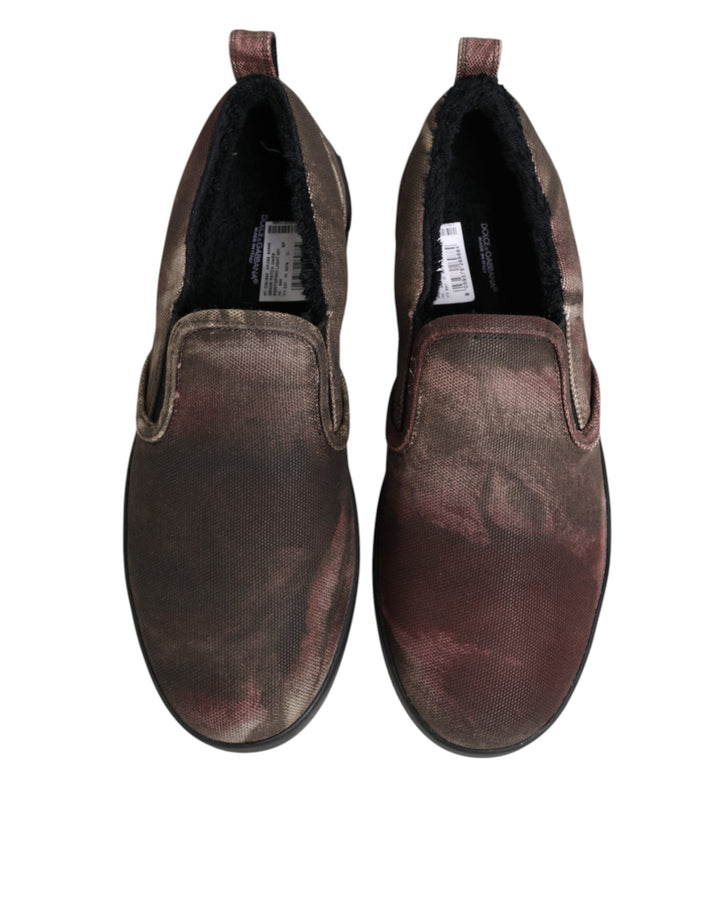 Dolce &amp; Gabbana Multicolor Cotton Low Top Slip on Men Sneakers Shoes