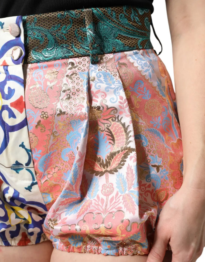 Dolce &amp; Gabbana Multicolor Cotton Patchwork Hot Pants Shorts