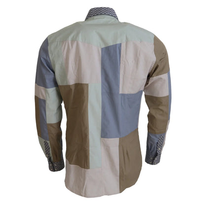 Dolce & Gabbana Multicolor Cotton Patchwork Slim Shirt