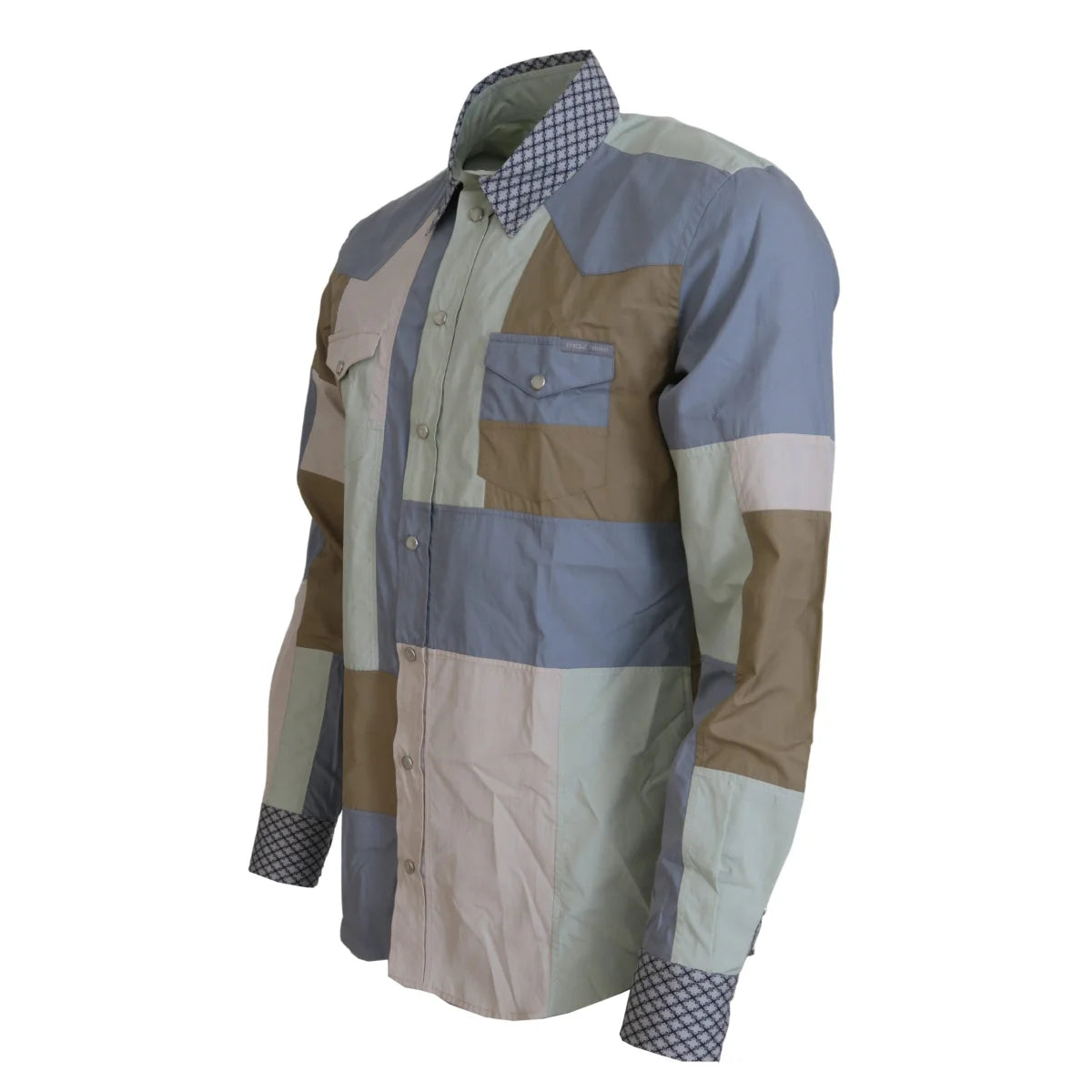 Dolce & Gabbana Multicolor Cotton Patchwork Slim Shirt