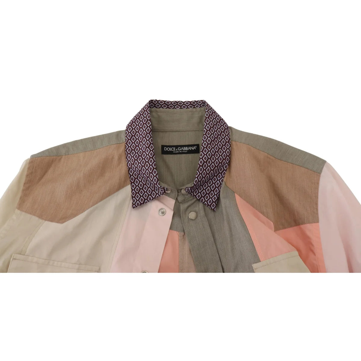Dolce & Gabbana Multicolor Cotton Patchwork Slim Shirt