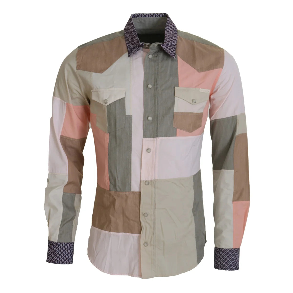 Dolce & Gabbana Multicolor Cotton Patchwork Slim Shirt