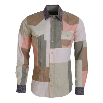 Dolce & Gabbana Multicolor Cotton Patchwork Slim Shirt