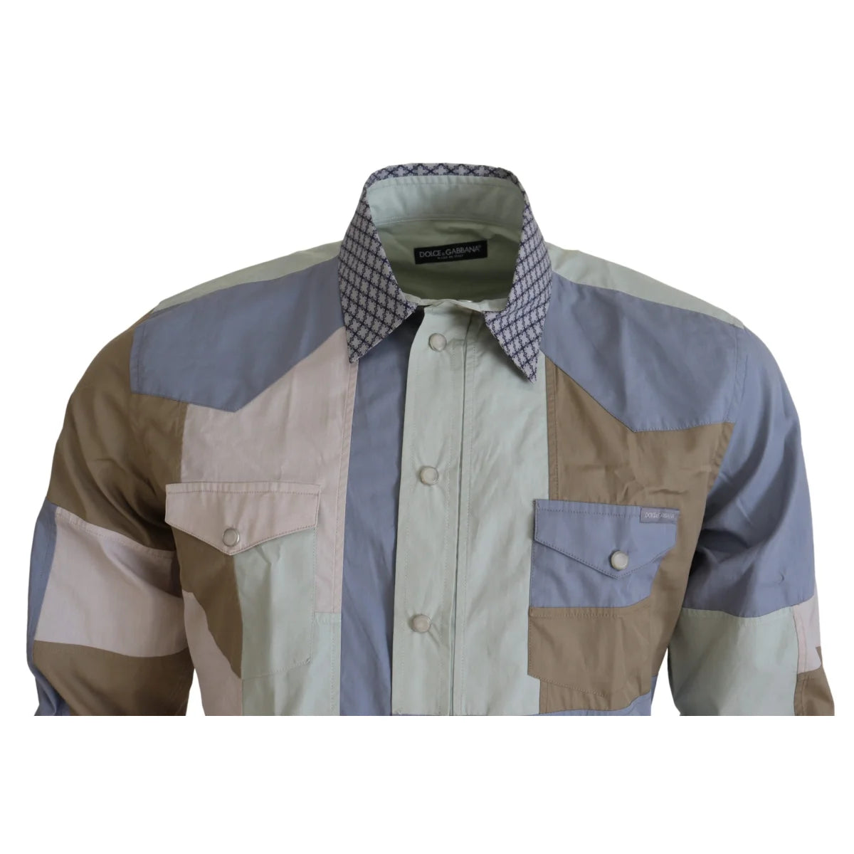 Dolce & Gabbana Multicolor Cotton Patchwork Slim Shirt