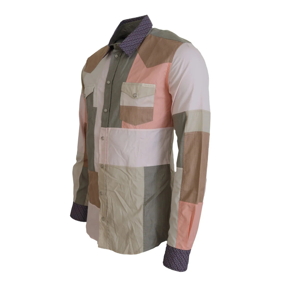 Dolce & Gabbana Multicolor Cotton Patchwork Slim Shirt