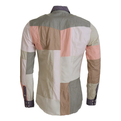Dolce & Gabbana Multicolor Cotton Patchwork Slim Shirt