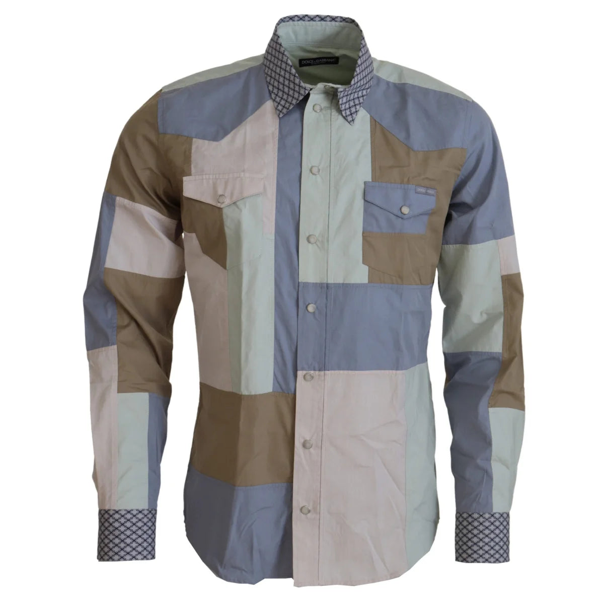Dolce & Gabbana Multicolor Cotton Patchwork Slim Shirt