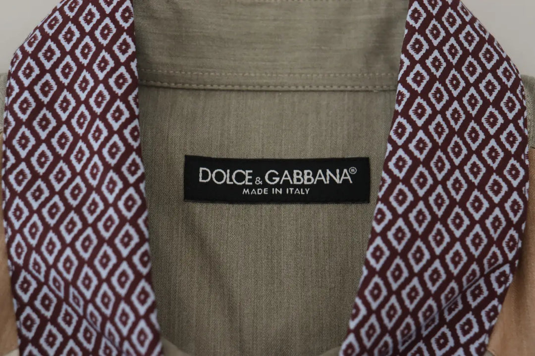 Dolce &amp; Gabbana Multicolor Cotton Patchwork Slim Shirt