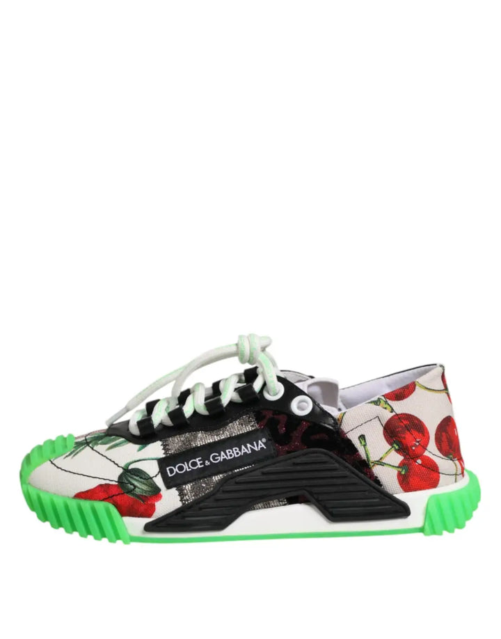 Dolce &amp; Gabbana Multicolor DG Logo Leopard Cherry Sneaker Shoes