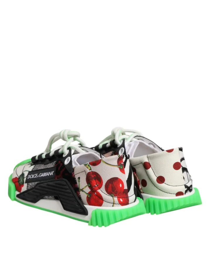 Dolce &amp; Gabbana Multicolor DG Logo Leopard Cherry Sneaker Shoes