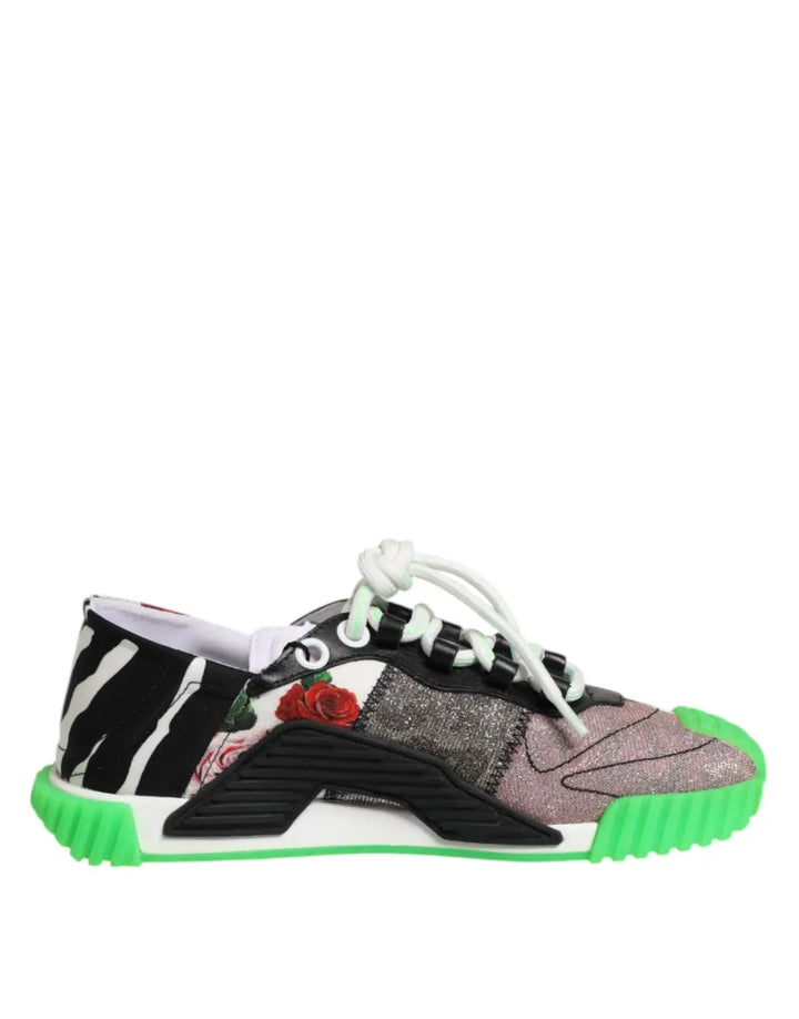 Dolce &amp; Gabbana Multicolor DG Logo Leopard Cherry Sneaker Shoes