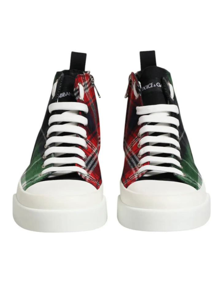Dolce &amp; Gabbana Multicolor DG Logo Men High Top Sneakers Shoes