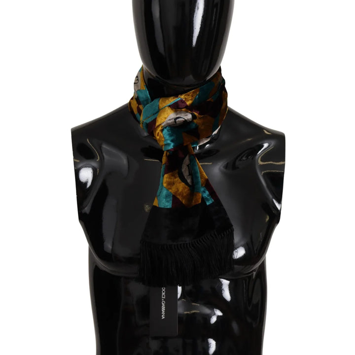 Dolce & Gabbana Multicolor DG Logo Print Shawl Wrap Fringe Scarf