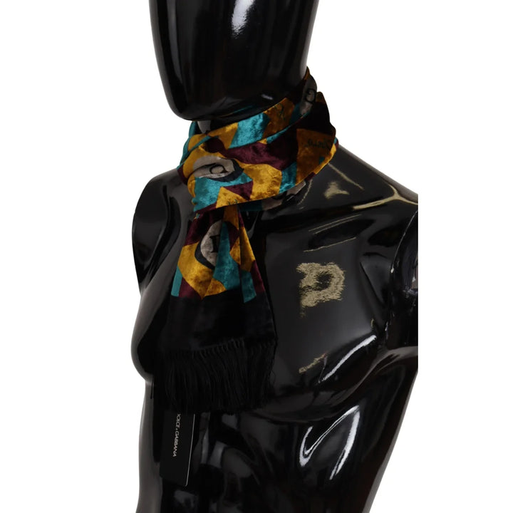 Dolce & Gabbana Multicolor DG Logo Print Shawl Wrap Fringe Scarf