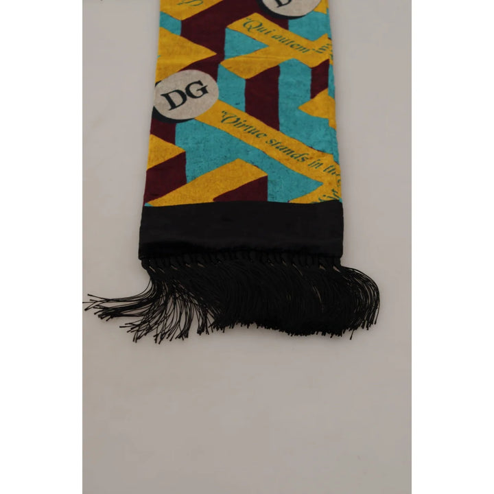 Dolce & Gabbana Multicolor DG Logo Print Shawl Wrap Fringe Scarf