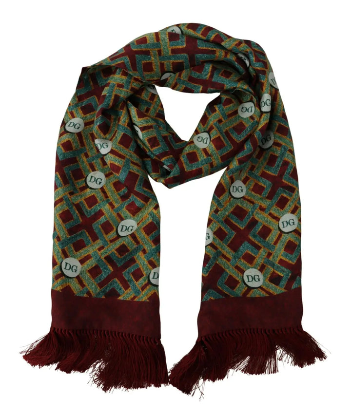 Dolce &amp; Gabbana Multicolor DG Logo Shawl Warm Neck Wrap Fringe Scarf