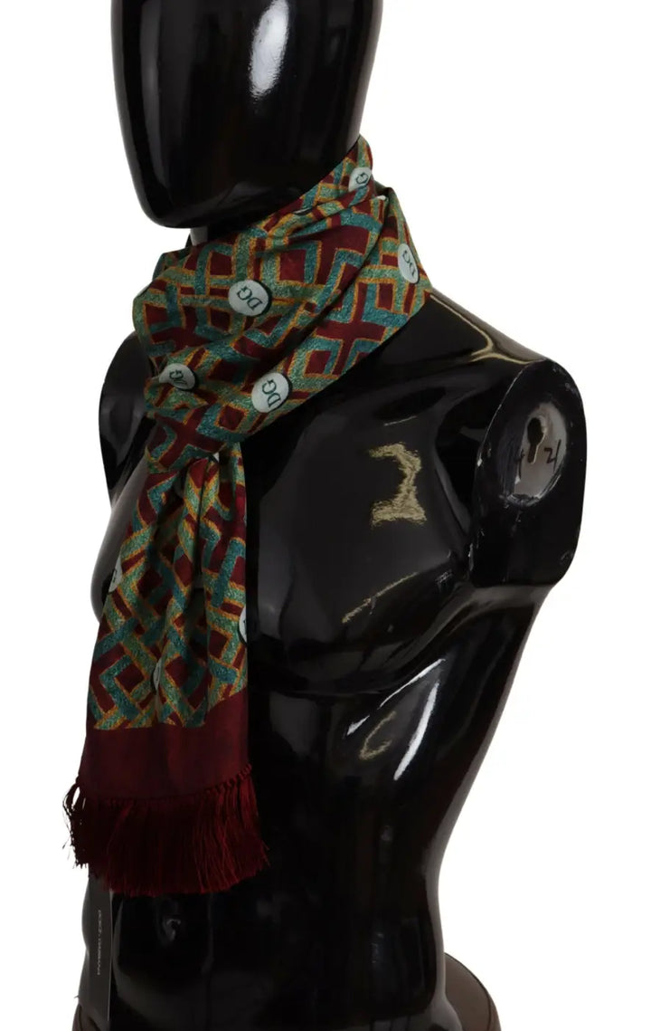 Dolce &amp; Gabbana Multicolor DG Logo Shawl Warm Neck Wrap Fringe Scarf