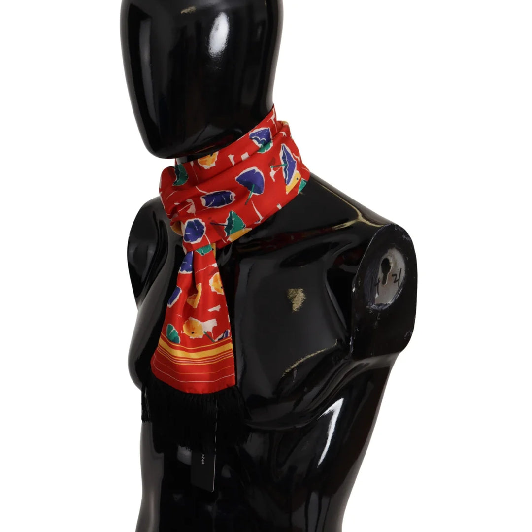 Dolce & Gabbana Multicolor DG Umbrellas Print Shawl Fringe Scarf