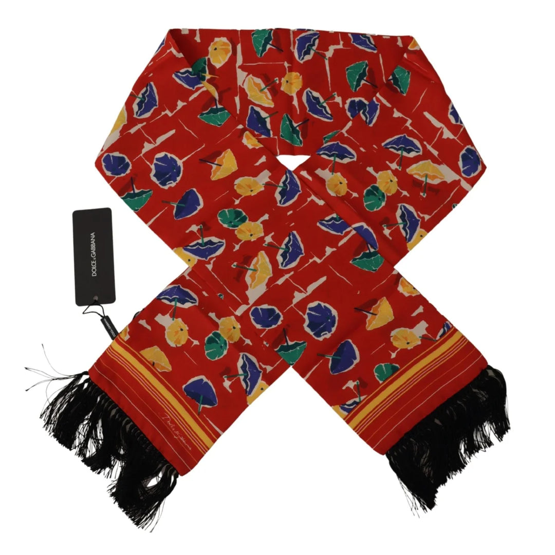 Dolce & Gabbana Multicolor DG Umbrellas Print Shawl Fringe Scarf