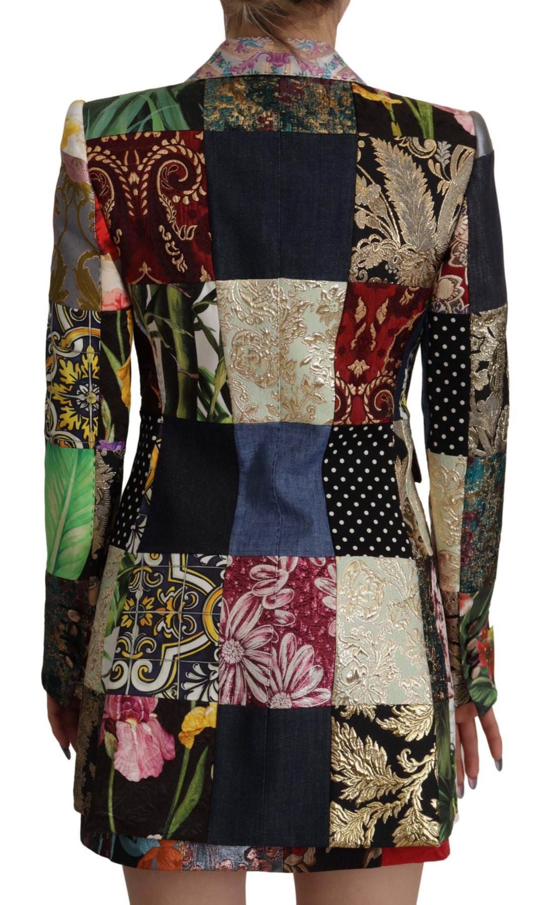 Dolce &amp; Gabbana Coats Jackets - Multicolor Double-Breasted Patchwork Jacquard Blazer Jacket