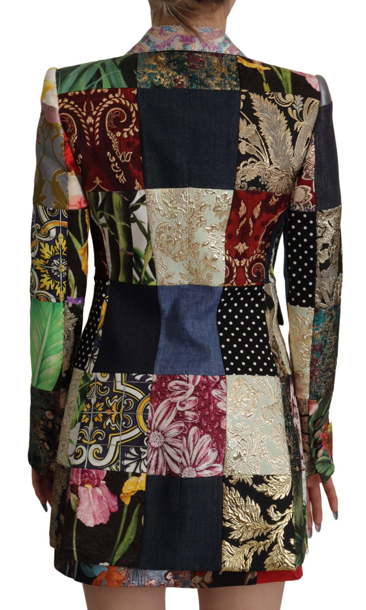 Dolce &amp; Gabbana Coats Jackets - Multicolor Double-Breasted Patchwork Jacquard Blazer Jacket