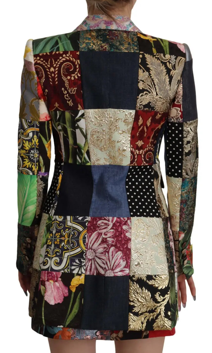 Dolce &amp; Gabbana Multicolor Double-Breasted Patchwork Jacquard Blazer Jacket