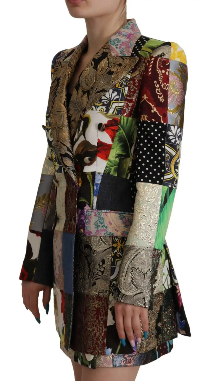 Dolce &amp; Gabbana Multicolor Double-Breasted Patchwork Jacquard Blazer Jacket