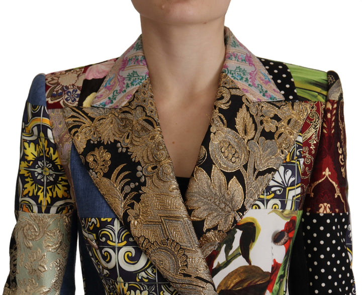 Dolce &amp; Gabbana Coats Jackets - Multicolor Double-Breasted Patchwork Jacquard Blazer Jacket