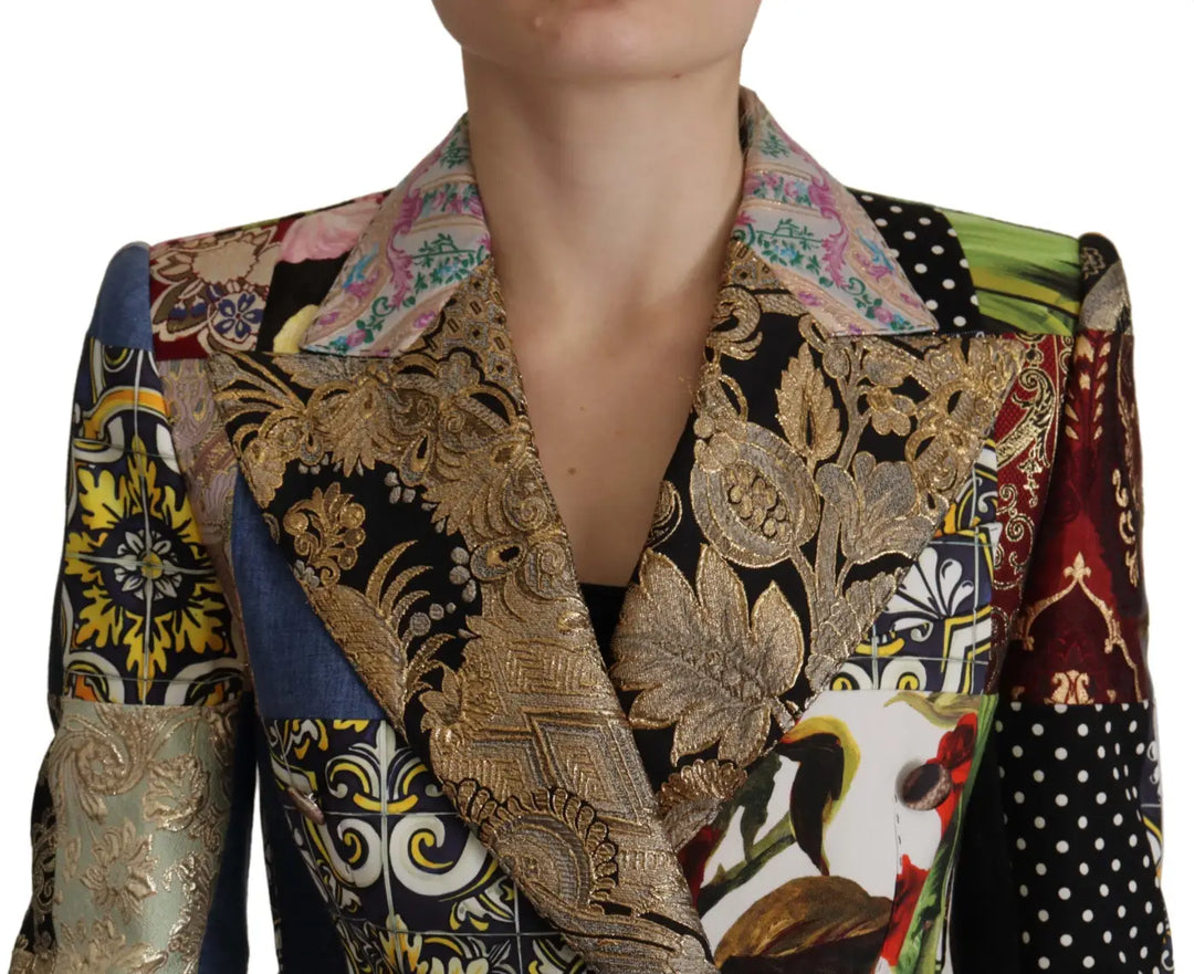 Dolce &amp; Gabbana Multicolor Double-Breasted Patchwork Jacquard Blazer Jacket
