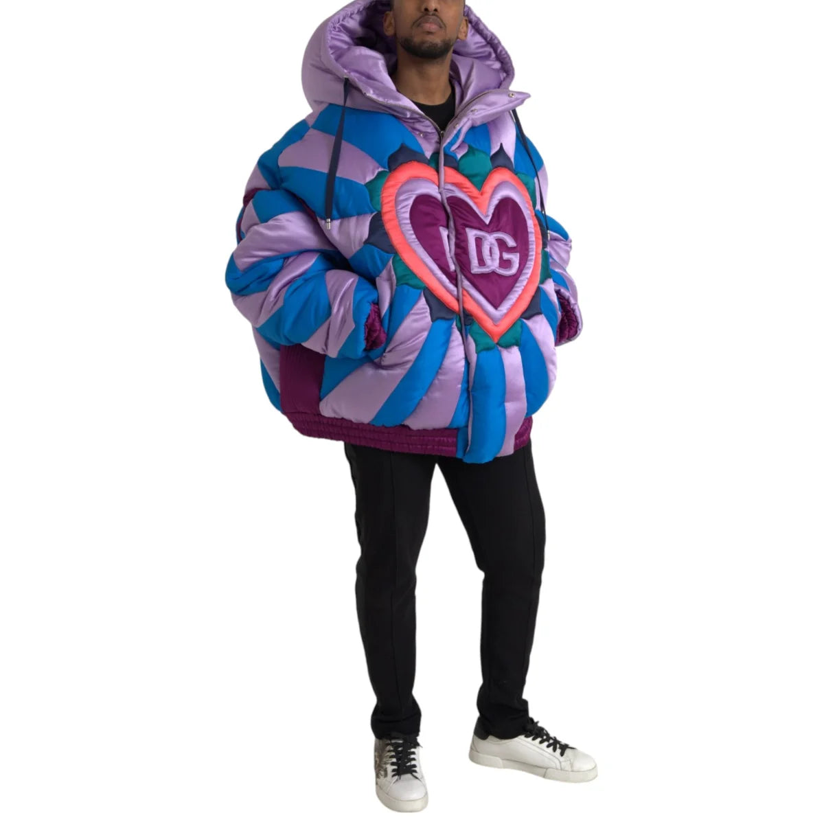 Dolce Gabbana Multicolor Dream Puffer Jacket with Brand Logo &