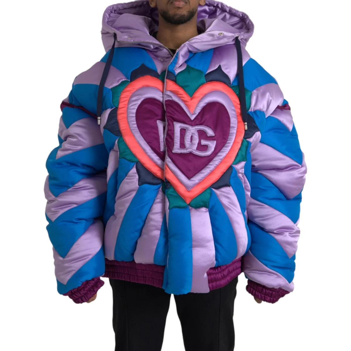 Dolce Gabbana Multicolor Dream Puffer Jacket with Brand Logo &