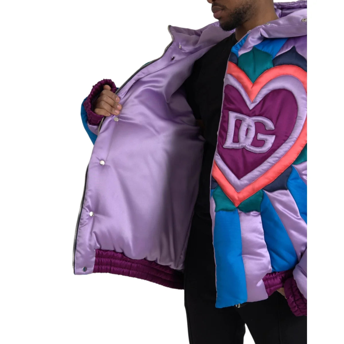 Dolce Gabbana Multicolor Dream Puffer Jacket with Brand Logo &