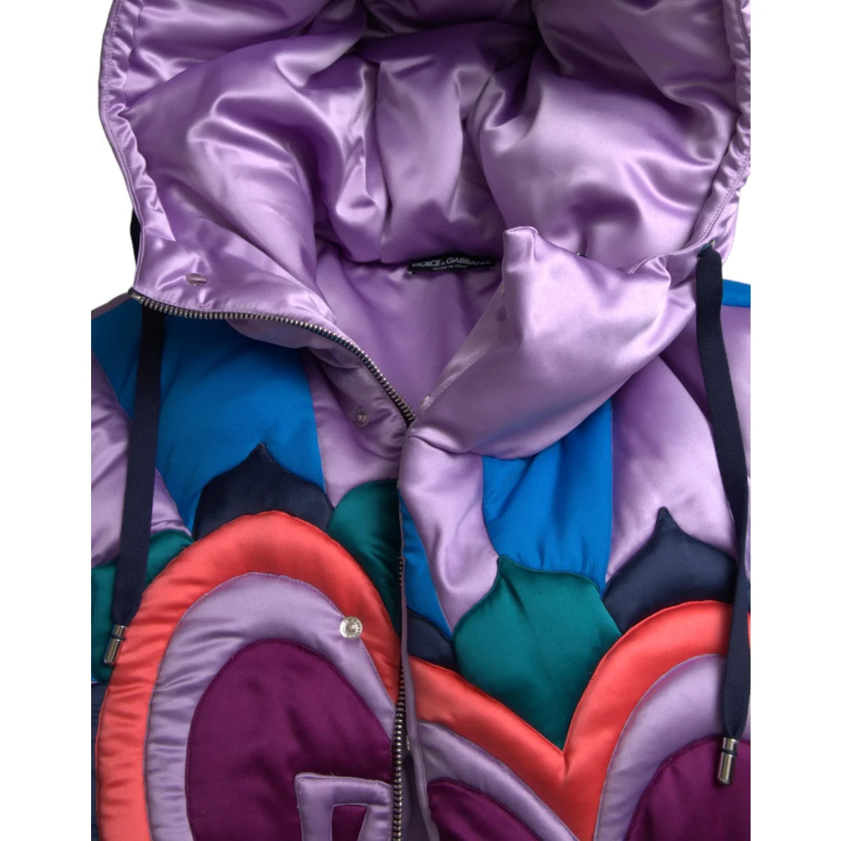 Dolce Gabbana Multicolor Dream Puffer Jacket with Brand Logo &