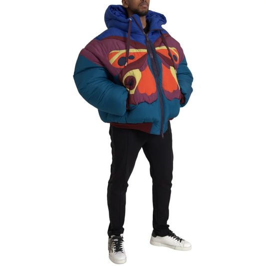Dolce Gabbana Multicolor Dream Puffer Jacket with Logo and Multipockets &