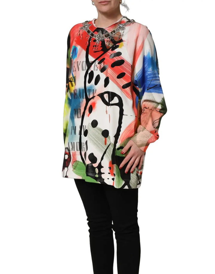 Dolce &amp; Gabbana Multicolor Embellished Graffiti Sweatshirt