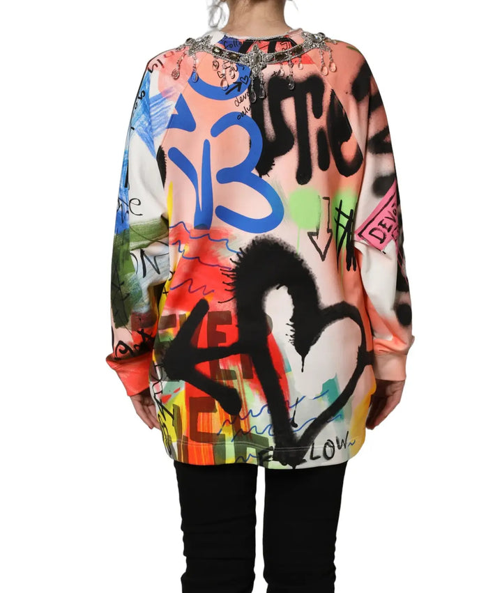 Dolce &amp; Gabbana Multicolor Embellished Graffiti Sweatshirt