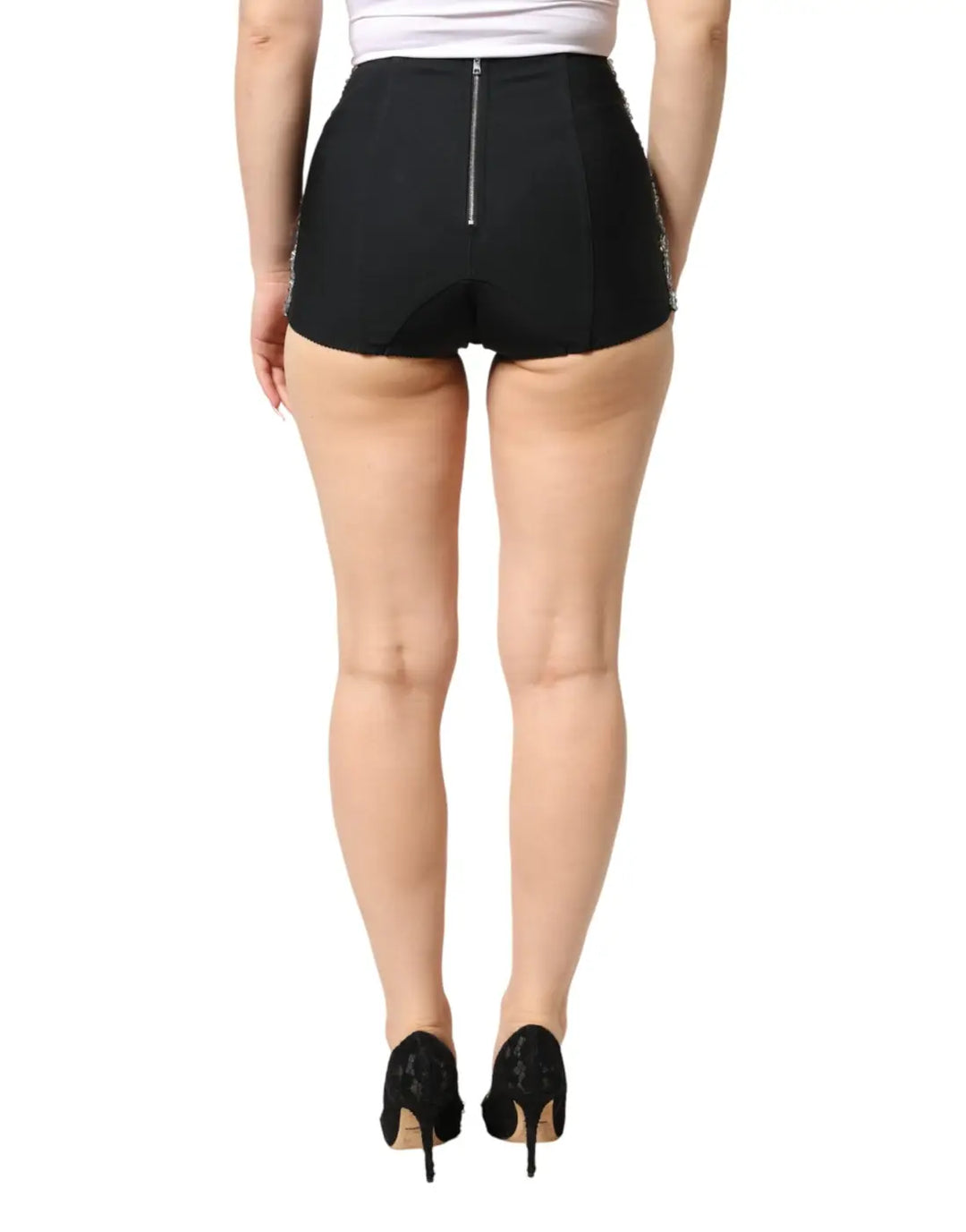 Dolce &amp; Gabbana Multicolor Embellished High Waist Hot Pants Shorts