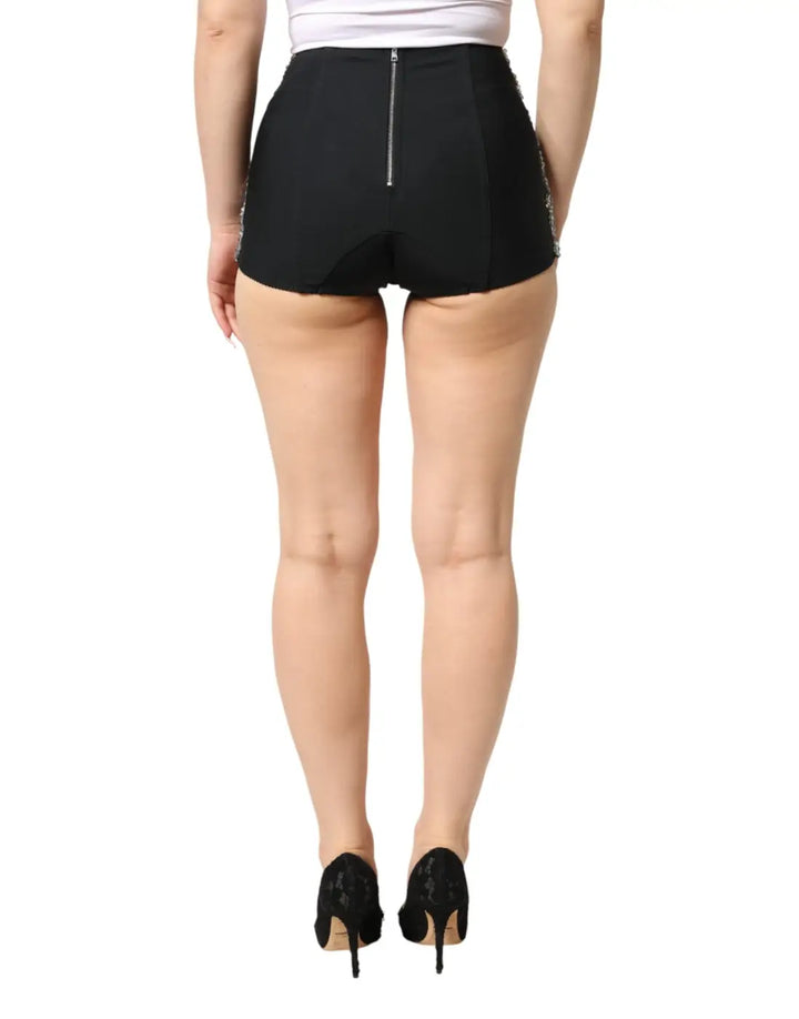 Dolce &amp; Gabbana Multicolor Embellished High Waist Hot Pants Shorts