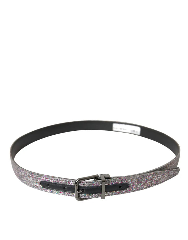 Dolce &amp; Gabbana Multicolor Embellished Silver Metal Buckle Belt