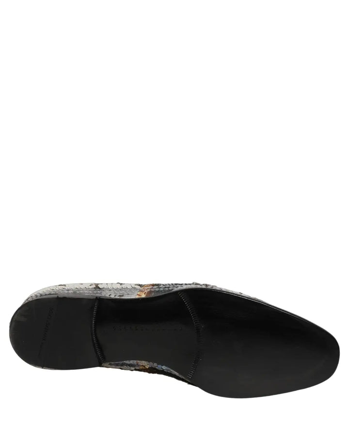 Dolce &amp; Gabbana Multicolor Embroidered Sequin Loafers Shoes