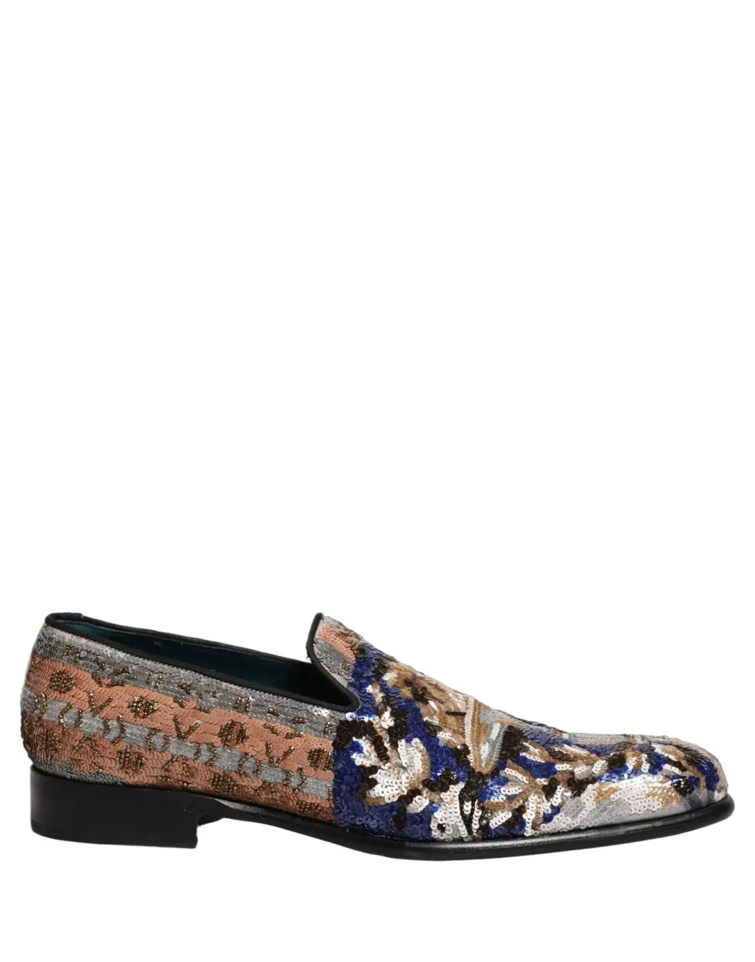 Dolce &amp; Gabbana Multicolor Embroidered Sequin Loafers Shoes