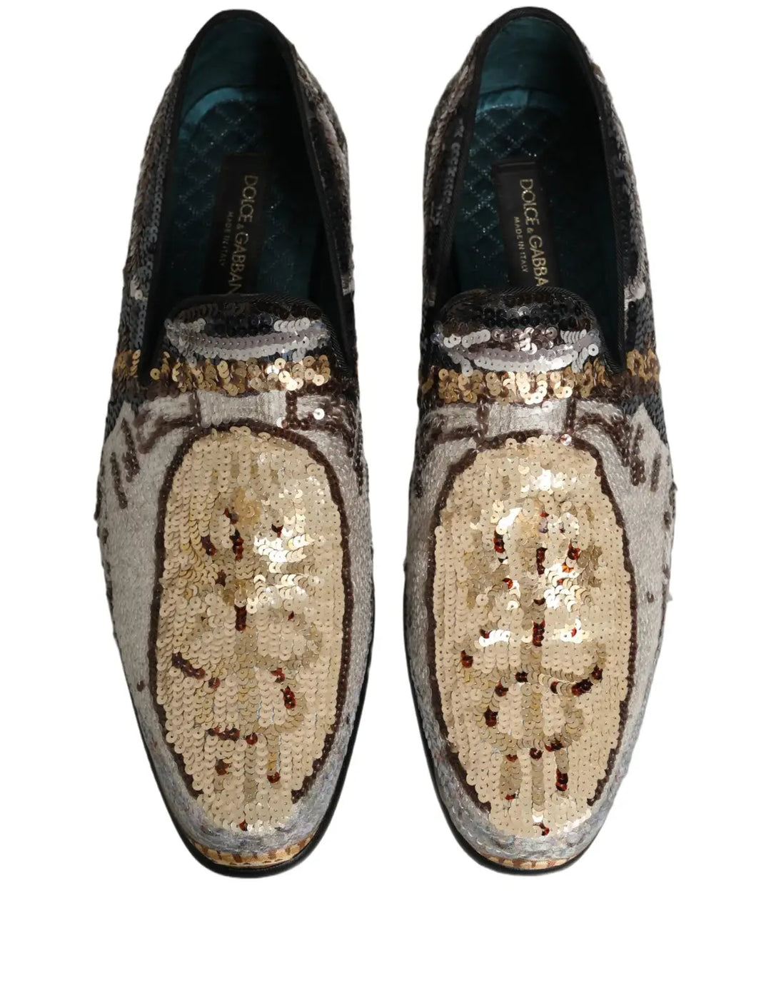 Dolce &amp; Gabbana Multicolor Embroidered Sequin Loafers Shoes