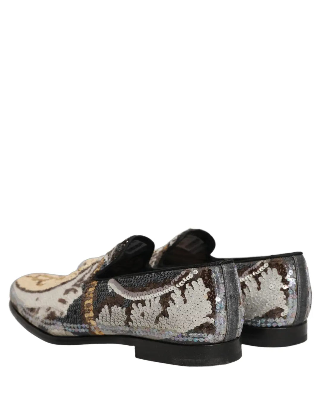 Dolce &amp; Gabbana Multicolor Embroidered Sequin Loafers Shoes