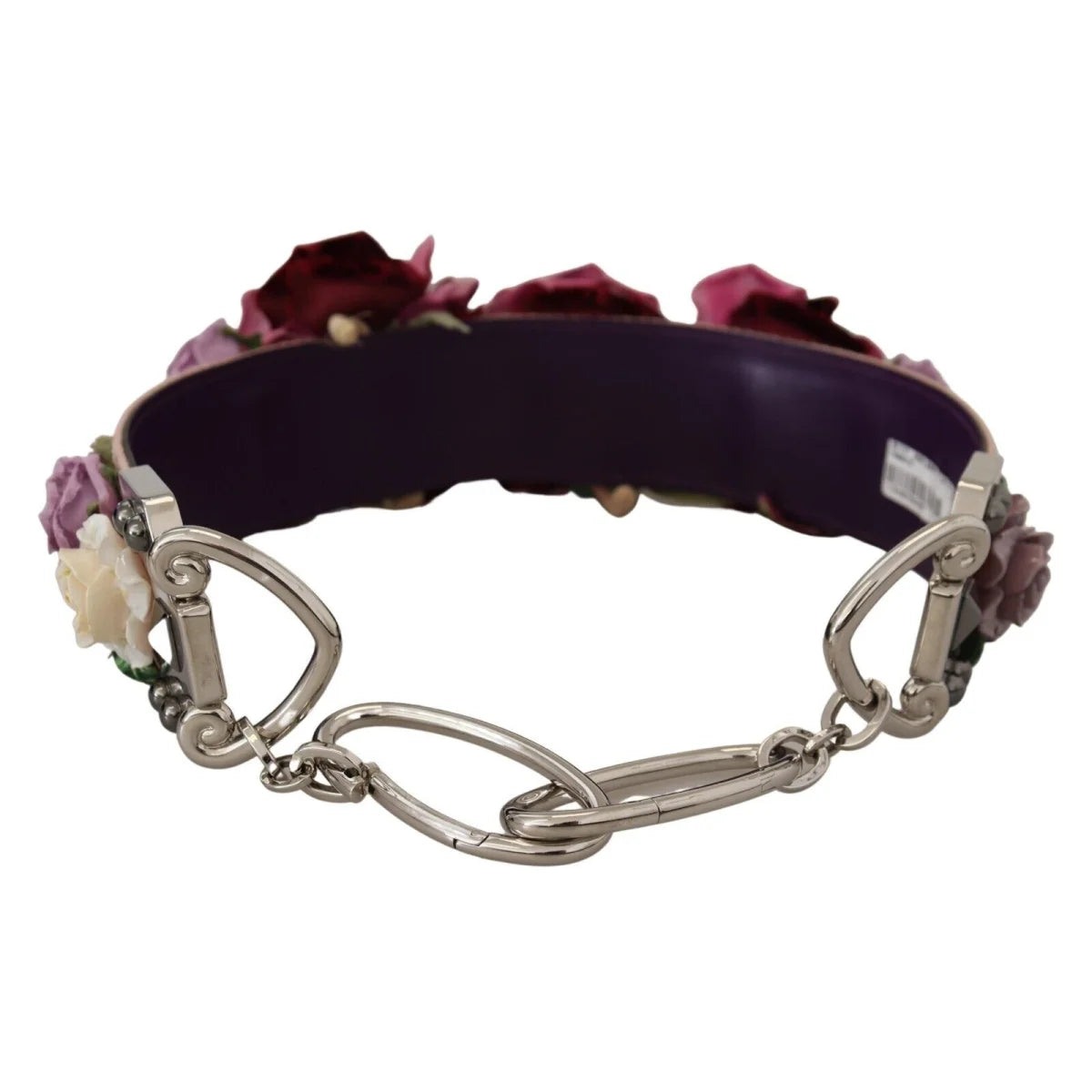 Dolce & Gabbana Multicolor Floral Appliques Metal Shoulder Strap