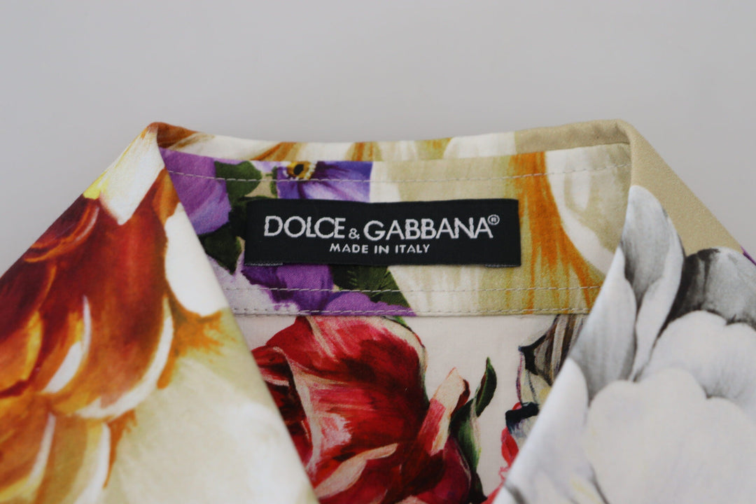Dolce &amp; Gabbana - Multicolor Floral Cotton Collared Blouse Top