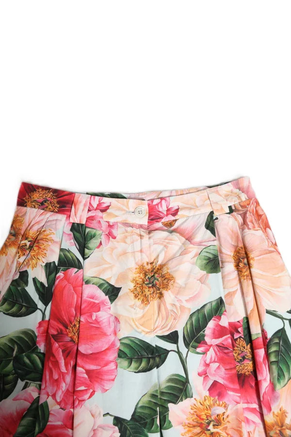 Dolce &amp; Gabbana Multicolor Floral High Waist Cropped Pants